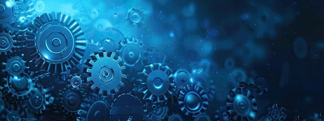 Fototapeta premium Blue abstract gear and technology background. Futuristic technology