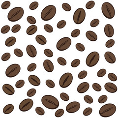 Abstract coffee bean pattern isolated white background.