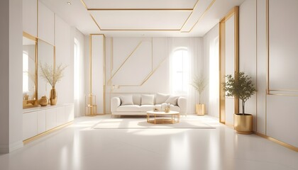 white and gold theme modern interior