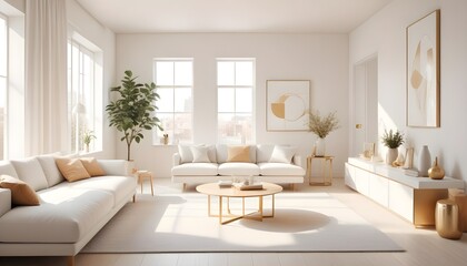 white and gold theme modern interior