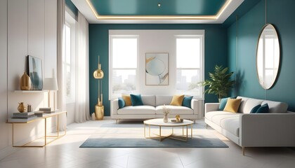 Fototapeta premium white and gold theme modern interior