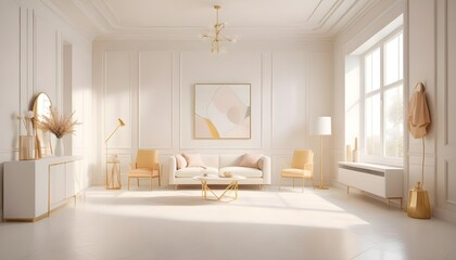 white and gold theme modern interior