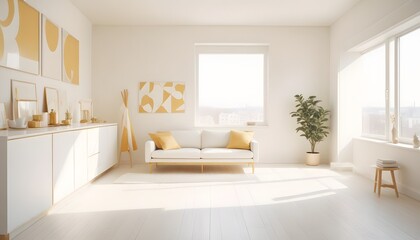 white and gold theme modern interior