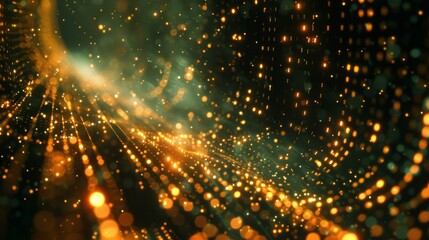 Fototapeta premium A complex network of binary code (0s and 1s) forms a flowing visual representation of data transfer.