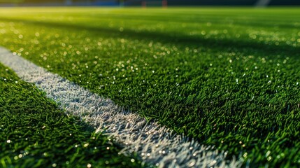 Artificial turf fragment on the football field