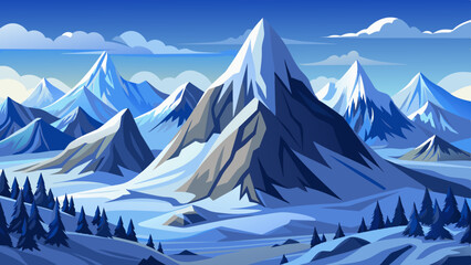 winter landscape with mountains