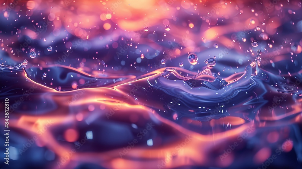 Poster high-resolution image capturing vibrant crimson water droplets creating a dynamic splash against a d