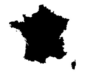Fototapeta premium Vector map of France, a country in Western Europe. Detailed black silhouette, isolated on white background.