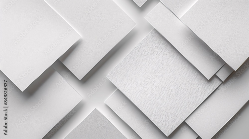 Aufkleber abstract geometric background with overlapping white paper sheets in minimalist design
