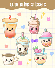 Sticker Set Drink Kawaii 