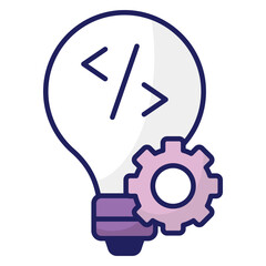 Conceptual flat design icon of coding 