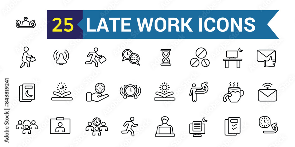 Wall mural late work icon. outline late work vector icon for ui design. outline icon collection. editable strok