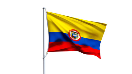 Waving flag of Colombia isolated on transparent background.
