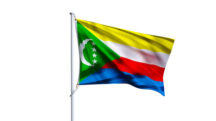 Waving flag of comoros isolated on transparent background.