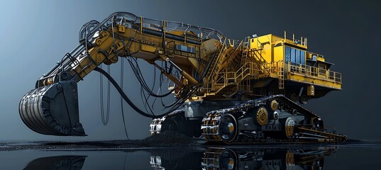 An ultrawide construction website banner highlighting a dragline excavator with space reserved for text or logo.