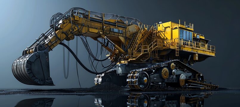 An ultrawide construction website banner highlighting a dragline excavator with space reserved for text or logo.