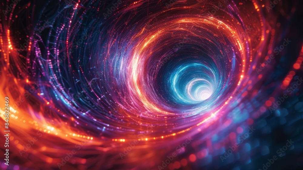 Wall mural a network of glowing lines forms a vortex, drawing the viewer's attention inwards.
