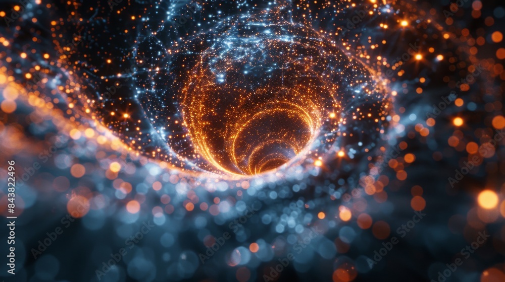 Wall mural A network of glowing lines forms a vortex, drawing the viewer's attention inwards.