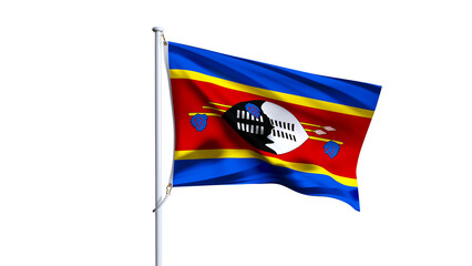Waving flag of eswatini isolated on transparent background.