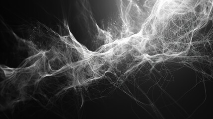 A network of lines appears to flow and pulsate, resembling a living organism or a heartbeat.