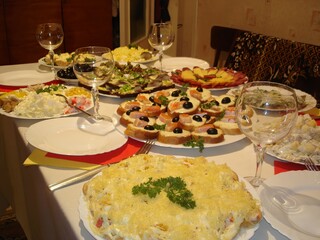 Table Filled With Delicious Food for a Party or Celebration