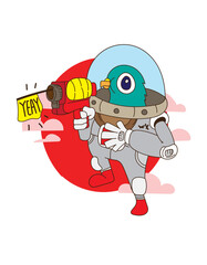 cute character illustration design for sukajan is mean japan traditional cloth or t-shirt with digital hand drawn Embroidery Men T-shirts Summer Casual Short Sleeve Hip Hop T Shirt Streetwear