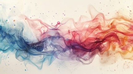 Fototapeta premium A network of watercolor splashes and delicate lines creates a flowing and dreamlike abstract visualization.