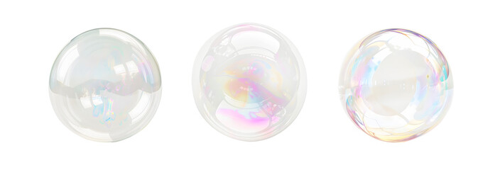 Set of soap bubbles isolated on white
