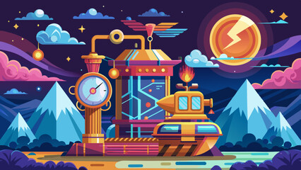 fantasy time machine imagining temporal travel time travle concept, time travel machine imaginary view vector graphics © Asim-Backgrounds
