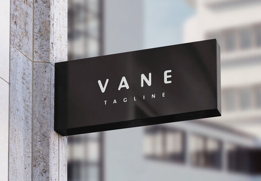Logo Mockup Template Style Effect Wall Badge Sign Signboard Metal Text Brand Logotype Identity