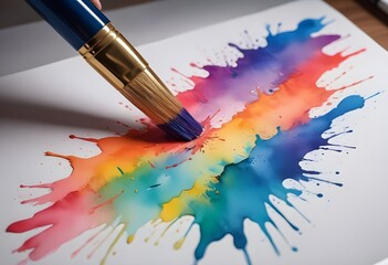 Obraz premium Brush making watercolor. - Generative AI