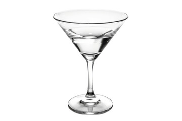 A clear glass martini glass isolated on a white background. Perfect for cocktail recipes and drinks.