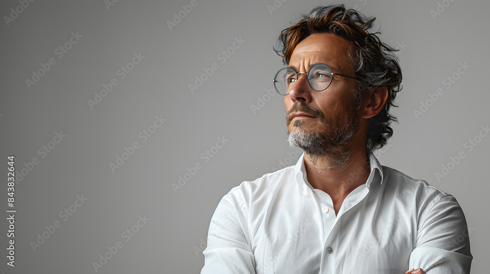 Sticker Good-looking middle-aged businessman with arms crossed isolated in a white background
