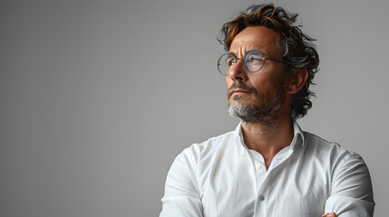 Obraz premium Good-looking middle-aged businessman with arms crossed isolated in a white background 