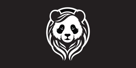 Cute stylish fashion icon panda head illustration logo