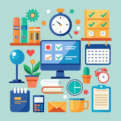 time management tools on a desk, organizing tasks and prioritizing work