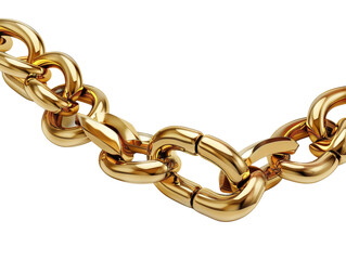 Obraz premium A close-up of a shiny gold chain. The links are thick and heavy, suggesting strength and durability.