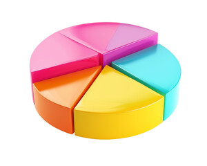 Obraz premium A colorful pie chart divided into five sections. Perfect for business, finance, and data visualization.