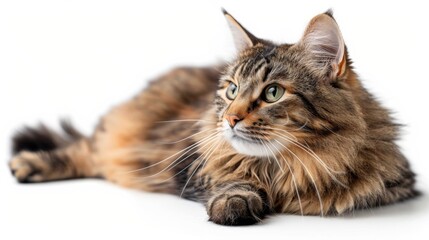 Obraz premium A super cat resting but alert, with a subtle hint of its powers, isolated on a white background
