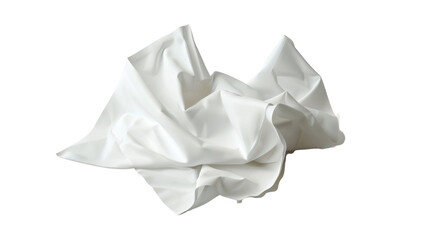 A crumpled piece of white paper isolated on a black background.