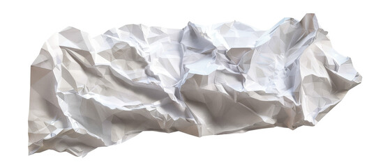 A crumpled piece of white paper isolated on a black background.