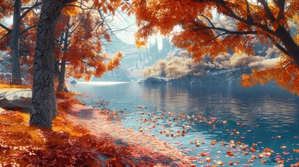 Afternoon in Autumn at the Lake