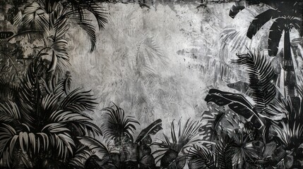 Dark grey jungle wallpaper