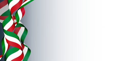 Italian flag ribbon  banner, background, poster, card, template, layout. Italy patriotic National holiday promo