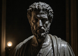 Unraveling the Mysteries of the Past. The Marble Sculpture of Marcus Aurelius and His Stoic Philosophy. Generative AI