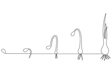 Plant growing continuous one line art drawing of tree plant outline vector illustration
