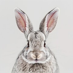 Fototapeta premium A rabbit with its ears flopped over its face looking goofy isolated on a white background 