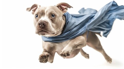 Obraz premium A super dog preparing to jump, eyes focused, isolated on a white background