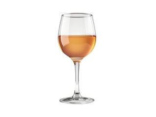 A glass of rose wine with a clear, crisp appearance. The wine is partially filled, leaving room for the stem to be seen.