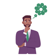 Imagination or creativity concept. Smart businessman thinking with big bubble vector. illustration